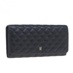 Pre Owned Carolina Herrera Black Quilted Leather Continental Wallet