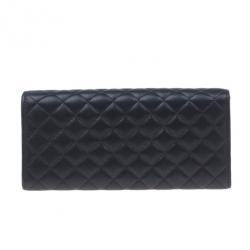 Pre Owned Carolina Herrera Black Quilted Leather Continental Wallet