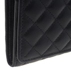 Pre Owned Carolina Herrera Black Quilted Leather Continental Wallet