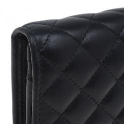 Pre Owned Carolina Herrera Black Quilted Leather Continental Wallet