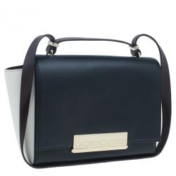Pre Owned Carolina Herrera Black and White Leather Casati Shoulder Bag