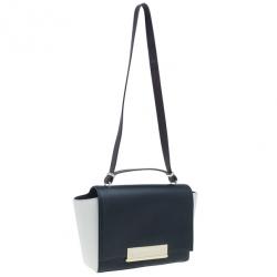 Pre Owned Carolina Herrera Black and White Leather Casati Shoulder Bag