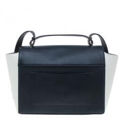 Pre Owned Carolina Herrera Black and White Leather Casati Shoulder Bag