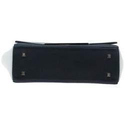 Pre Owned Carolina Herrera Black and White Leather Casati Shoulder Bag