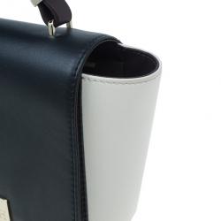 Pre Owned Carolina Herrera Black and White Leather Casati Shoulder Bag