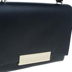 Pre Owned Carolina Herrera Black and White Leather Casati Shoulder Bag