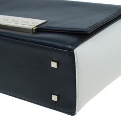 Pre Owned Carolina Herrera Black and White Leather Casati Shoulder Bag