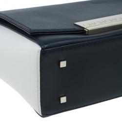 Pre Owned Carolina Herrera Black and White Leather Casati Shoulder Bag