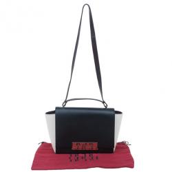 Pre Owned Carolina Herrera Black and White Leather Casati Shoulder Bag