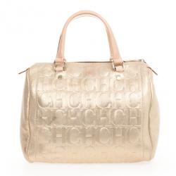 Pre Owned Carolina Herrera Metallic Andy Boston Bag