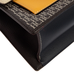 Carolina Herrera Multicolor Monogram Coated Canvas and Leather Top Handle Bag