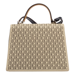 Carolina Herrera Multicolor Monogram Coated Canvas and Leather Top Handle Bag