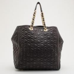 Pre Owned Carolina Herrera CH Black Monogram Tote