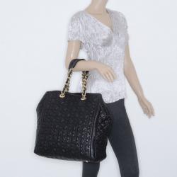 Pre Owned Carolina Herrera CH Black Monogram Tote