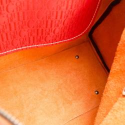Pre Owned Carolina Herrera Orange Suede Andy Boston Bag