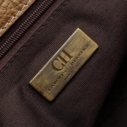 Pre Owned Carolina Herrera Beige Monogram Embossed Scarf Tote