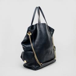 Pre Owned Carolina Herrera Blue Leather Chain Handle Tote