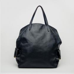 Pre Owned Carolina Herrera Blue Leather Chain Handle Tote