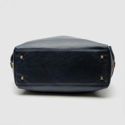 Pre Owned Carolina Herrera Blue Leather Chain Handle Tote