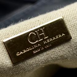 Pre Owned Carolina Herrera Blue Leather Chain Handle Tote