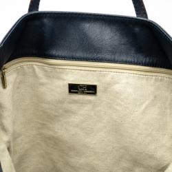 Pre Owned Carolina Herrera Blue Leather Chain Handle Tote