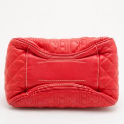 Pre Owned Carolina Herrera Red Embossed Leather Shoulder Bag