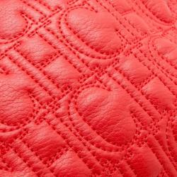 Pre Owned Carolina Herrera Red Embossed Leather Shoulder Bag