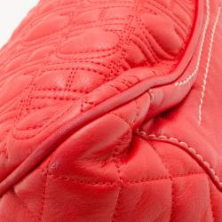 Pre Owned Carolina Herrera Red Embossed Leather Shoulder Bag