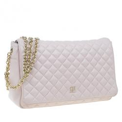 Pre Owned Carolina Herrera Pink Quilted Leather Flap Bag