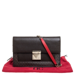 Pre Owned Carolina Herrera Dark Brown Signature Coated Canvas and Leather Carry on Bag