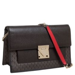 Pre Owned Carolina Herrera Dark Brown Signature Coated Canvas and Leather Carry on Bag