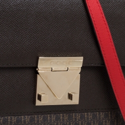 Pre Owned Carolina Herrera Dark Brown Signature Coated Canvas and Leather Carry on Bag