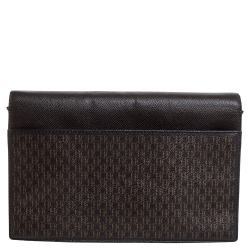 Pre Owned Carolina Herrera Dark Brown Signature Coated Canvas and Leather Carry on Bag