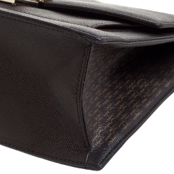 Pre Owned Carolina Herrera Dark Brown Signature Coated Canvas and Leather Carry on Bag