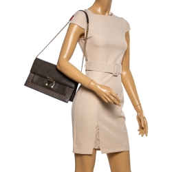 Pre Owned Carolina Herrera Dark Brown Signature Coated Canvas and Leather Carry on Bag