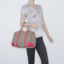 Pre Owned Carolina Herrera Pink Monogram Canvas and Leather Boston