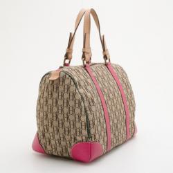 Pre Owned Carolina Herrera Pink Monogram Canvas and Leather Boston