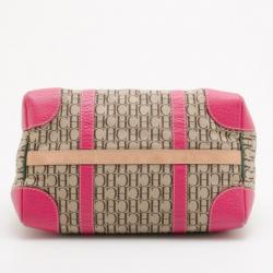 Pre Owned Carolina Herrera Pink Monogram Canvas and Leather Boston
