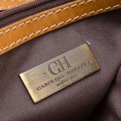 Pre Owned Carolina Herrera Monogram Canvas and Leather Boston