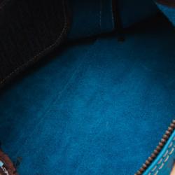 Pre Owned Carolina Herrera Blue Leather Monogram Embossed Andy Boston Satchel