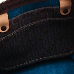 Pre Owned Carolina Herrera Blue Leather Monogram Embossed Andy Boston Satchel