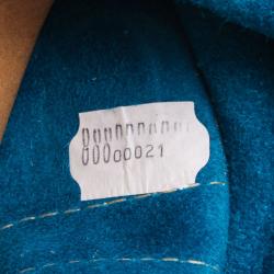 Pre Owned Carolina Herrera Blue Leather Monogram Embossed Andy Boston Satchel