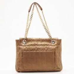 Pre Owned Carolina Herrera 'Audrey' Bronze Monogram Embossed Bag