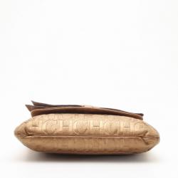 Pre Owned Carolina Herrera 'Audrey' Bronze Monogram Embossed Bag