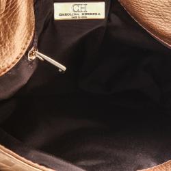 Pre Owned Carolina Herrera 'Audrey' Bronze Monogram Embossed Bag