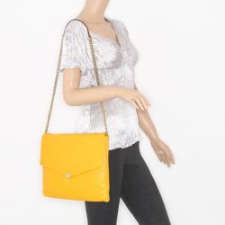 Pre Owned Carolina Herrera Yellow Envelope Shoulder Bag