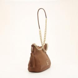 Pre Owned Carolina Herrera Brown Pebbled Leather Bag