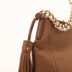 Pre Owned Carolina Herrera Brown Pebbled Leather Bag