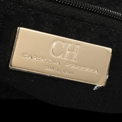 Pre Owned Carolina Herrera Black Leather Tassel Chain Hobo