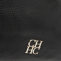 Pre Owned Carolina Herrera Black Leather Tassel Chain Hobo